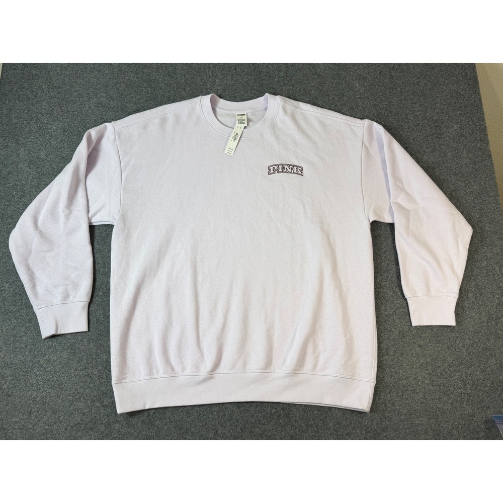 PINK Victoria's Secret Sweatshirt Women's Large Lavender NWT Embroidered Logo